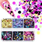 6 Grids Nail Art Sequins Mixed Colorful Shiny Round Flakes Diy Decoration Tips