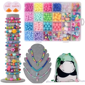 Girls Jewelry Necklace Kids Bracelet Making Craft Beads Kits Boys Birthday Gift - Picture 1 of 11