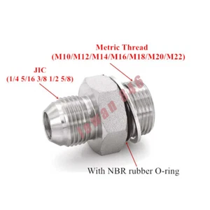 Hydraulic Adapter 1/4"-5/8" Male 37°Flare JIC x M10-M22 Metric Plated Steel - Picture 1 of 1