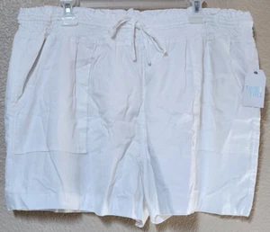 Time And Tru Damen Vivid White Solid Linen Shorts Relaxed Fit Gr. XL (16-18) - Bild 1 von 8