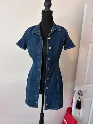 ZARA Denim by TRF Long Sleeve  Button Front Mini Dress Blue Womens Size XS - Image 1 of 4