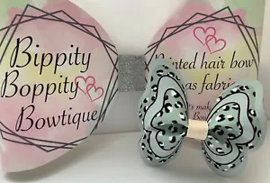 SAGE LEOPARD PRINT 3.5 BUTTERFLY PRINTED CANVAS FABRIC BOW TEMP FOR HAIR BOWS - Picture 1 of 4