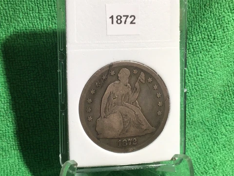 1872 LIBERTY SEATED SILVER DOLLAR ALL ORIGINAL in BCW SLAB HOLDER Cover