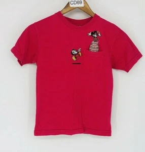 90's Disney Youth Red 100% Cotton Mickey Minnie Mouse Casual T-Shirt Size M - Picture 1 of 9