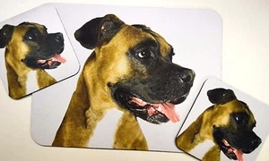 3 pc Set Dog Lover Mouse Pad 9x7 + 2 Coasters BOXER Puppie Little Gifts - Picture 1 of 1
