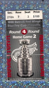 1998 Stanley Cup Finals GM 2 6-11-1998 Ticket Capitals Wings Draper OT WIN poor - Picture 1 of 2