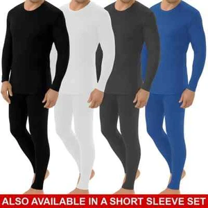 Mens Thermal Long Johns Top T Shirt Bottom Trouser Underwear Set Full Sleeve - Picture 1 of 26