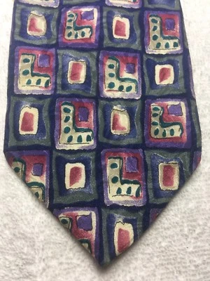 GEOFFREY BEE МУЖСКОЙ ГАЛСТУК ФИОЛЕТОВЫЙ РОЗОВЫЙ ЗЕЛЕНЫЙ СИНИЙ СЕРЫЙ 3,75 X 61 - Изображение 1 из 4