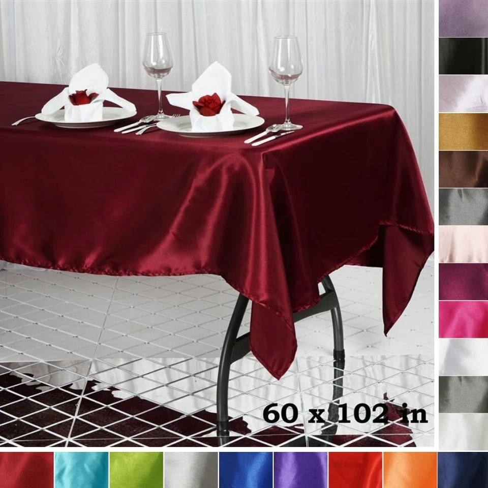 6 pcs 60x102" RECTANGLE Satin TABLECLOTHS Wedding Ceremony Party Banquet Linens - Image 1 of 1