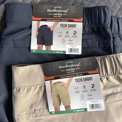 Pantalón corto para hombre 38 Tech de entrepierna vintage resistente a la intemperie 9”. 2 pares. Foto 1 de 4