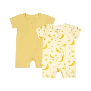 Baby Boys Girls 2 Pack Bamboo Viscose Pajamas 2 Way Zipper Short Sleeve Rompe... - Picture 1 of 6