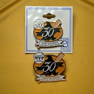 1997 Oakland Athletics A's Season Ticket Holder Pin 30th Anniversary Lot Of 2 - Image 1 of 4