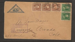 US 1911 Registered philatelic cover to CO, #343 imperf pair, 3x #346 imperforate - Picture 1 of 3