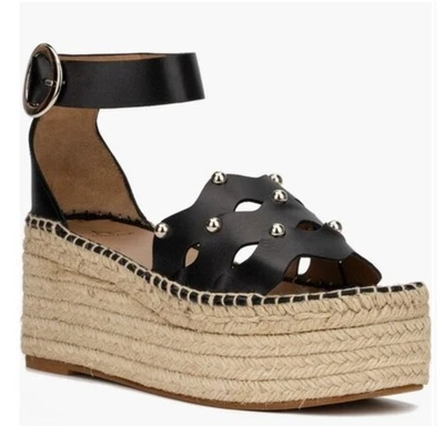 Aquatalia Brianne Alpargatas Plataforma Cuero Tachonado Tacón Cuña Verano Talla 8 Foto 1 de 4