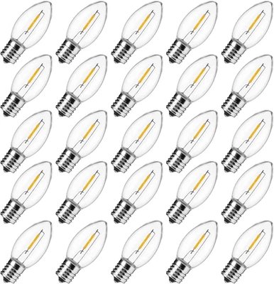 25 Pack C9 LED Christmas Light Bulbs, Clear Plastic C9 Shatterproof LED Bulbs  f - Image 1 of 4