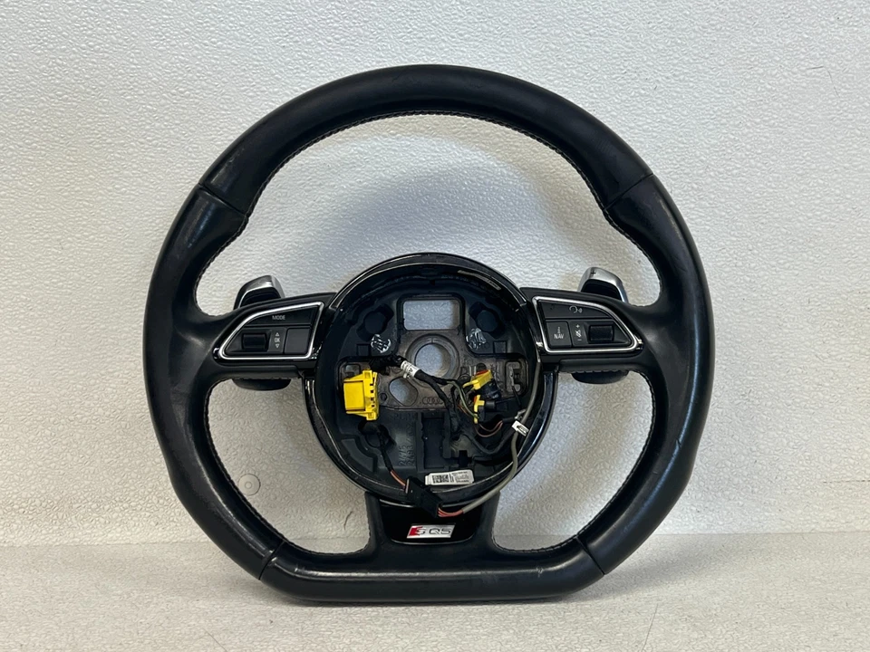 ⭐2014-2017 AUDI SQ5 DIRECCIÓN RUEDA CUERO NEGRO CON PALANCAS DE CAMBIO LOTE OEM2633 Foto 1 de 4