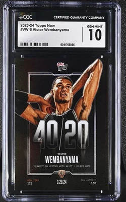 2023-24 Topps Now Victor Wembanyama #VW-5 /19620 (RC)!! CGC 10 GEM MINT!!! - Image 1 of 2