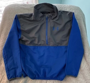 Under Armour Boys' Train To Game Jacket Yourh Large Blue/Grey 1/2 Zip Vented EUC - Picture 1 of 3