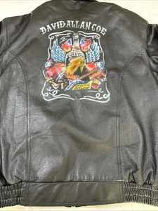 Chaqueta de cuero Oscar Piel EE. UU. DAVID ALLAN COE ORIGINAL OUTLAW NEGRA 2XL - Imagen 1 de 18