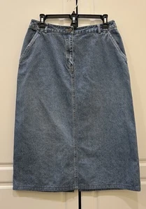 Vintage L.L. Bean Classic Denim Midi Skirt Womens 10P Cottage Western Prairie - Picture 1 of 6