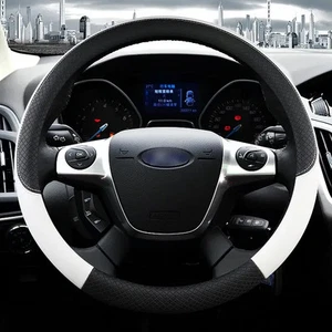 Color Name: WHITE - PU Leather Car Steering Wheel Cover for Ford Focus MK1 MK2 M - Picture 1 of 6