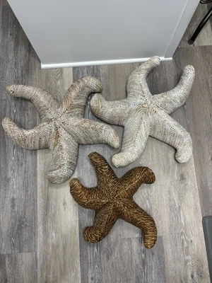 Decoração de parede 3 Lrg tecido vime rattan estrela do mar tropical praia náutica 22” 3D - Imagem 1 de 4