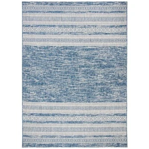 SAFAVIEH Courtyard Navy/Gray 8 Ft. X 11 Ft. Aztec Striped Indoor/Outdoor Patio - Picture 1 of 11