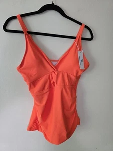 Neu mit Etikett Beachsissi orangefarbenes Tankini-Top nur Gr. M vorne Twist Peep-Öffnung gepolstert - Bild 1 von 6