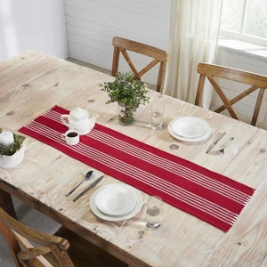 Arendal Red Stripe Runner Fringed 12x48 VHC Brands - Picture 1 of 5