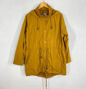 Sportscraft raincoat womens 16 mustard yellow hooded zip up snaps pockets - Picture 1 of 16
