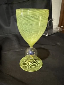 bimini werkstatte Art Glass Rooster Yellow Swirl Cocktail Glass 6 In - Picture 1 of 6