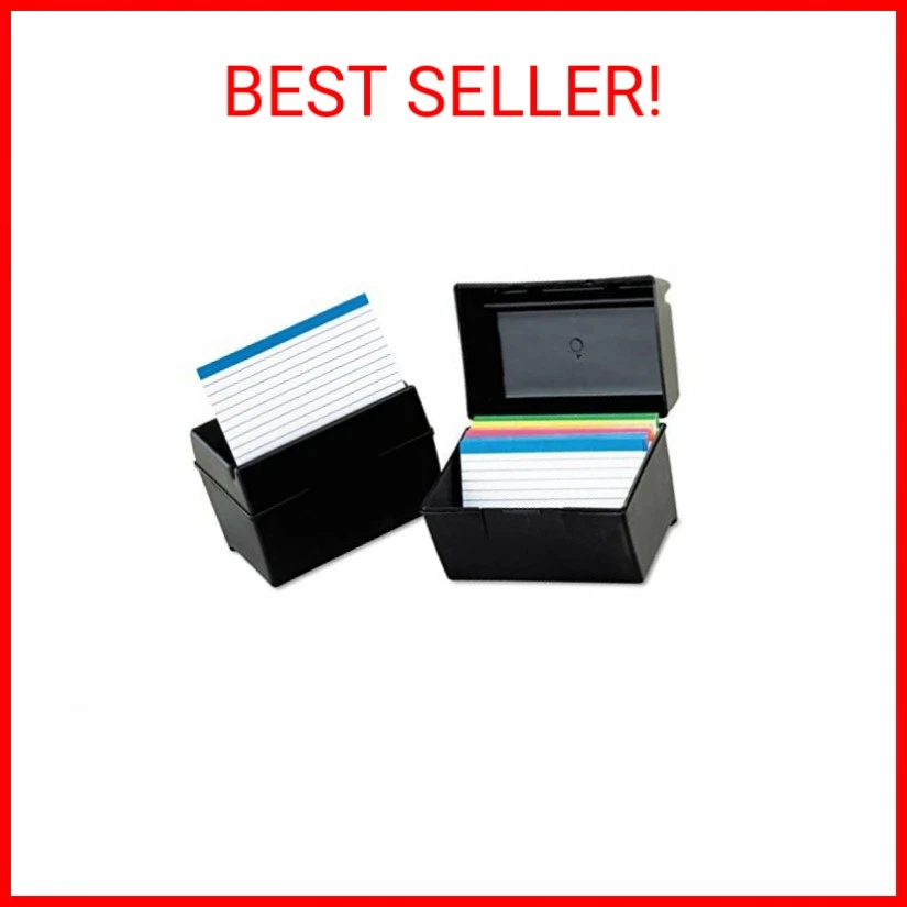 Caja de tarjetas índice de plástico Oxford, 4 x 6 pulgadas, capacidad para 400 tarjetas, negra (01461) Foto 1 de 1