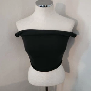 Cotton On Black Ribbed Strapless Tube Top Cropped Size Small S - Bild 1 von 5