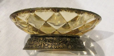 Vtg Peri Amber/Gold Quilted Lucite Bath  Soap Dish-5 3/4 in. - Image 1 of 4