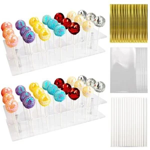 Cake Pop Stand 48 Holes Acrylic Tray with 300 PCS Cake Pop Sticks and Wrapper... - Picture 1 of 7