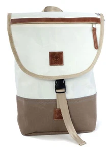 Rucksack Landgang Mini Weiss Persenning taupe beige, recyceltes Segeltuch - Bild 1 von 3