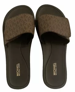 Sandalias Michael Kors Wade Slide MK Signature Logo Ajuste Cierre Marrón Talla 10 Nuevas - Imagen 1 de 8