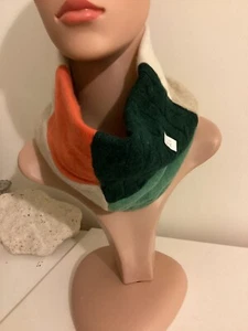 100% pure Cashmere Redbone Orange Green Neutral neckwarmer snood Double Recy C21 - Picture 1 of 6