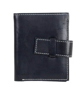 J.CREW BLACK GENUINE LEATHER ID CARD BILL BIFOLD STITCHED POCKET MEN'S WALLET - Picture 1 of 7