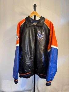 Vintage New York Mets Leather Colorblock Jacket XXL - Picture 1 of 6