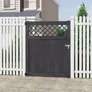 Privacy Wooden Garden Gate Pedestrian Fence Gate Decorative Trellace Top Door - Picture 1 of 78