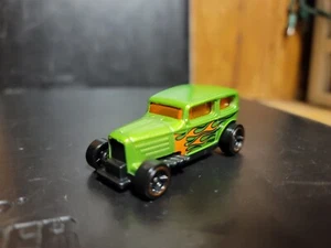 1929 Ford Model A HotWheels Car Midnight Otto Hotrod Flames Mattel Lime Green - Picture 1 of 6