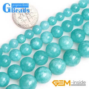 6-12mm Round Blue Jade Amazonite Color Gemstone Beads for Jewelry Making 15'' - Picture 1 of 22