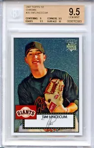 TIM LINCECUM Giants 2007 Topps 1952 Chrome #/1952 rookie BGS 9.5 GEM MINT - Picture 1 of 1