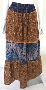 Vintage Indian Cotton Patchwork Cotton End of Day Skirt | 70s | S M L - Picture 1 of 8