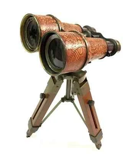 Antique Marine Brass Telescope Binocular With Tripod style Table Standing Gift - Picture 1 of 6