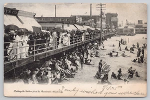 Atlantic City NJ People Watching Bathers from Boardwalk Postcard Postmark 1905 - Picture 1 of 7