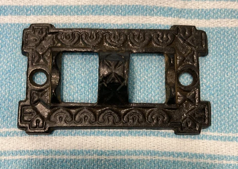 Antique Vintage Ornate  Victorian Cabinet Door Bolt Lock Latch Cast Iron Cover