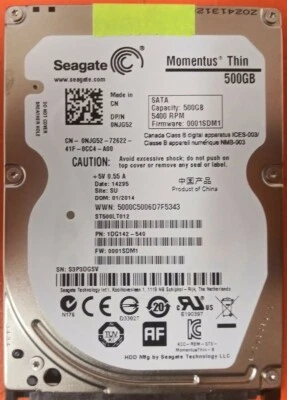 ⭐️⭐️⭐️⭐️⭐️ HDD Hard Drive SATA Laptop 2.5" Seagate ST500LT012 500GB 1DG142-540 - Image 1 of 3