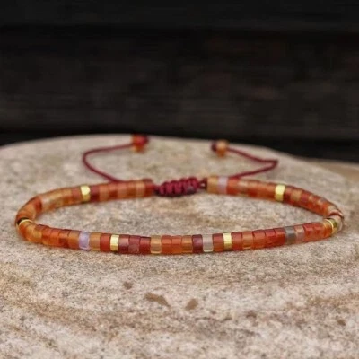 AA Grade Carnelian Beads Healing Lucky Calming Crystal Bracelet for Women Men - Image 1 of 2